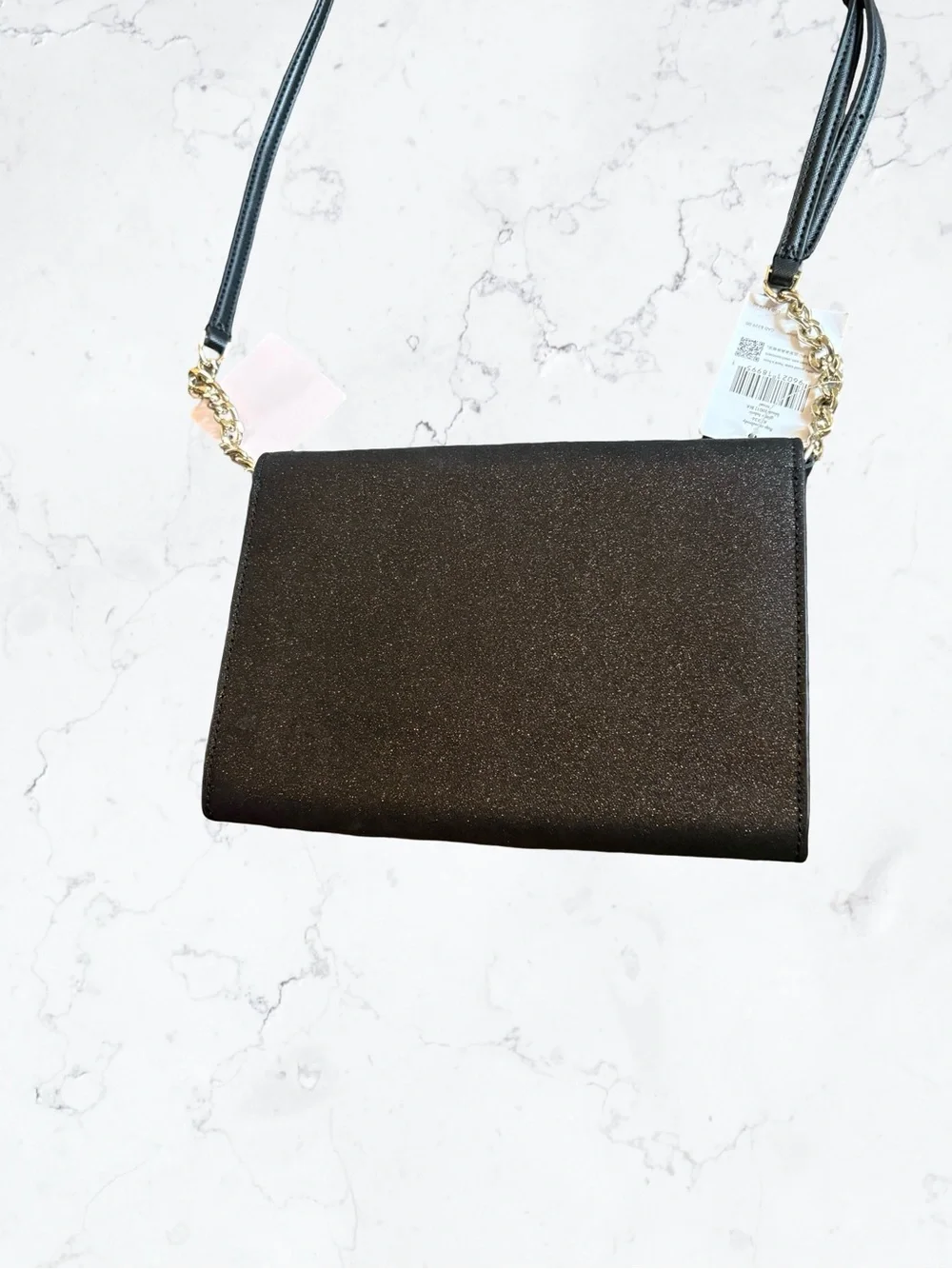 Kate Spade Glitter Tinsel Black Flap Crossbody K9336 NWT